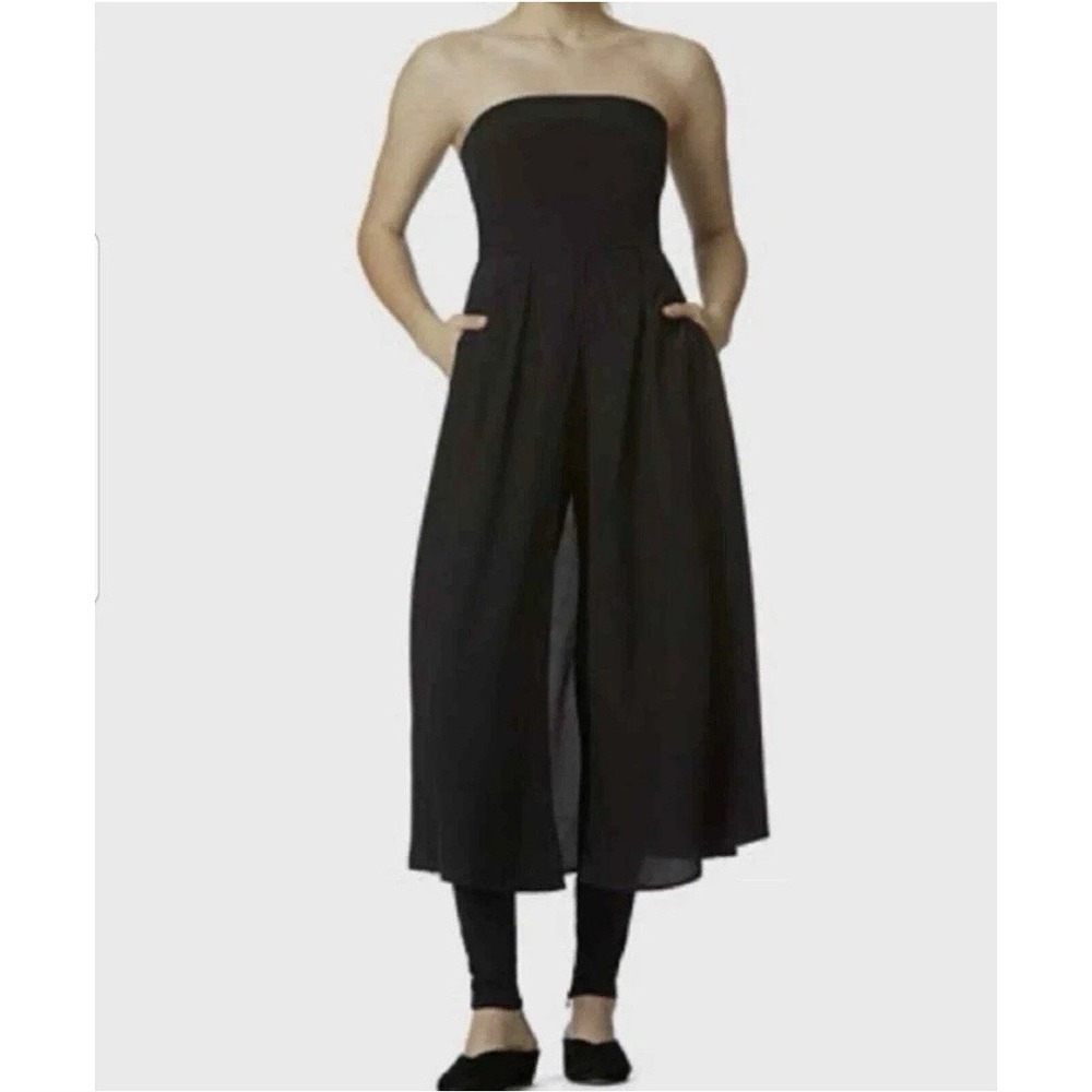 Avec Les Filles Black Strapless Skirted‎ Jumpsuit Dress/Pants One Piece Size 2